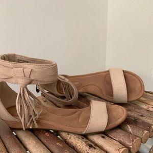 UGG Strappy Sandals with Gold Flecks